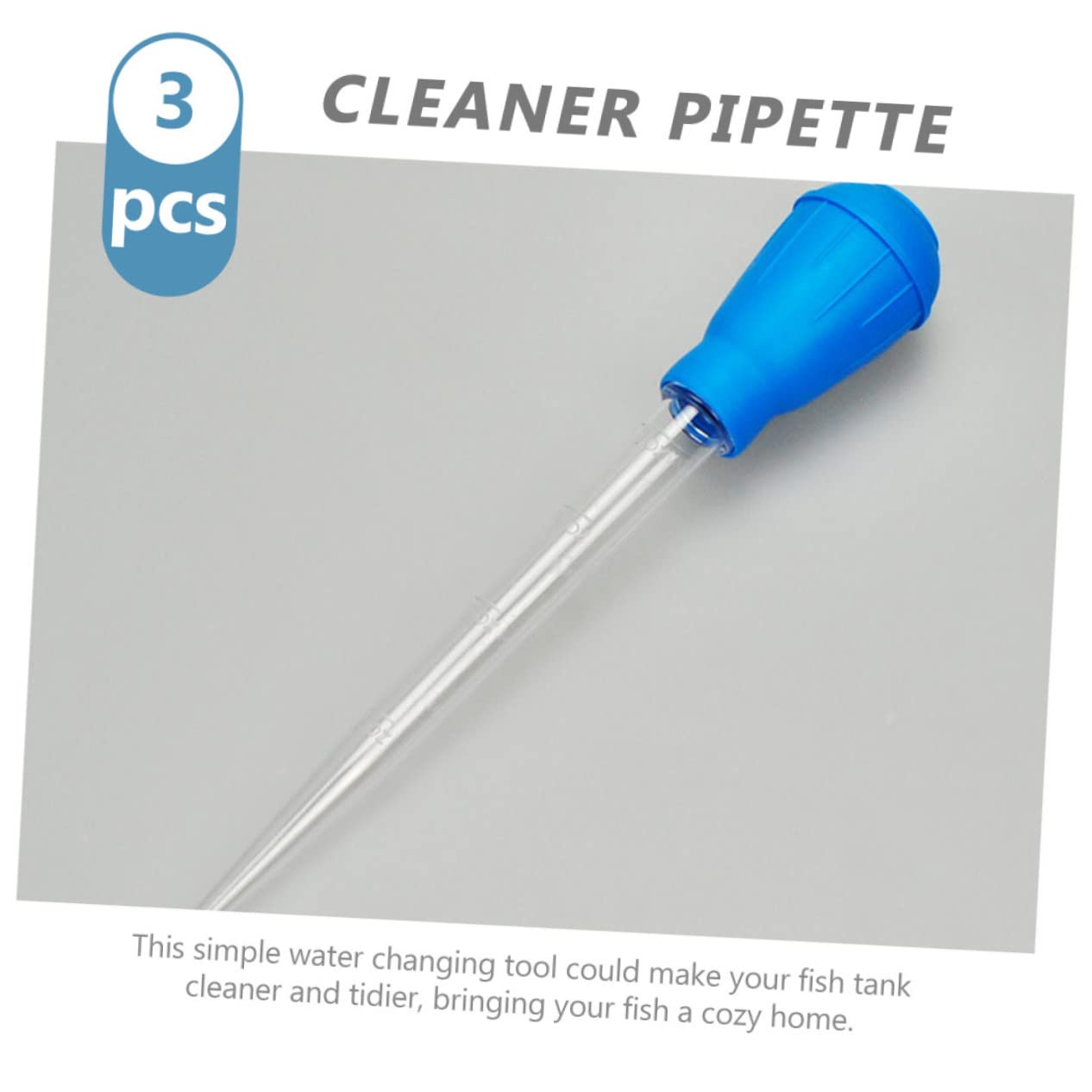 Mikikit 3pcs Dropper Tanks Aquariums Cleaning Fish Tank Waste Upgraded Fish Tank Clean Pipette Cleaner Fish Tank Skimmer Aquarium Water Pipette Gravel Changer Pipettes Plastic Blue