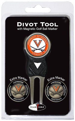 Team Golf NCAA Virginia Cavaliers Divot Tool with 3 Golf Ball Markers Pack, Markers are Removable Magnetic Double-Sided Enamel