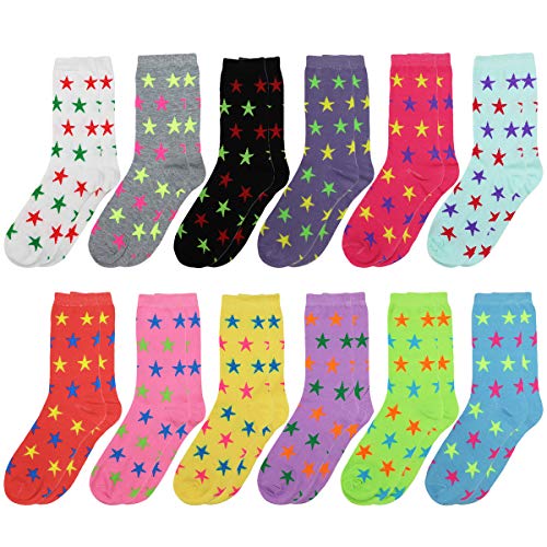 Image of Falari 12 Pairs Women's Cotton Crew Socks Assorted Colors