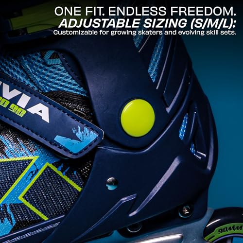 Image of Nivia Pro 90 Inline Skate, Adjustable Inline Roller Skates for Unisex Adults, Outdoor Skating Shoes Roller Blades, 90mm Wheels for Smoother Rides (Large, Blue /Green)
