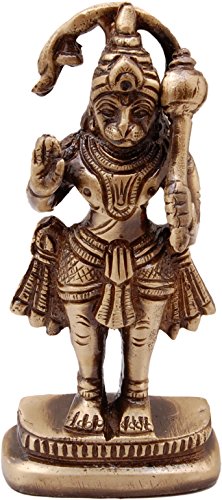 Image of eCraftIndia Blessing Lord Hanuman Brass Showpiece (5 cm x 1 cm x 10, Brown) (BGH501)