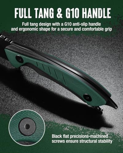 Image of Mossy Oak 9.5 inch Fixed Blade Hunting Knife with Sheath | 14C28N Full Tang; G10 Handle; Outdoor Knife for Survival, Camping, Hiking(Green)