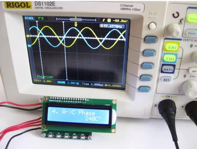 HS380 Three-Phase sine Signal Generator with Adjustable Phase from 0 to 360 Degrees, 0.1 to 2000 Hz