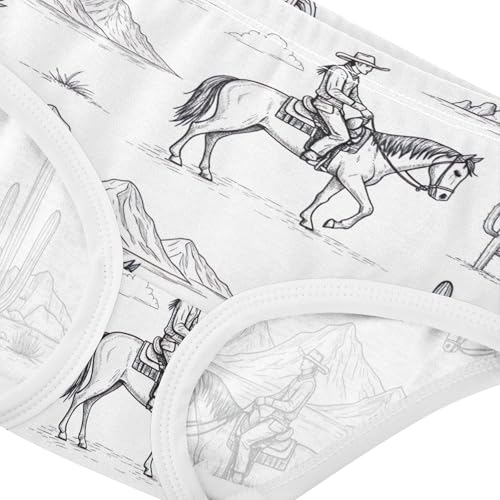 Toddlers Underwear Floral 2t Cotton Girl Panties Cute Personalized Undies Kids Briefs Cowboys Horses Cactus Black White4