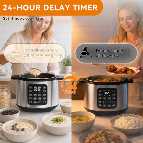 Image of 6Qt 9-in-1 Electric Pressure Cooker,Quick Meals, Time Saving, Healthy Non-Stick Pot, Rice /Slow /Steam /Saute /Warmer, 24H Delay - Efficient Cooking Solution for Home, Meal Prep, Gift for Cooks, Silver