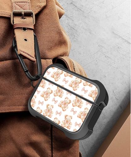 Image of MINGDAO Compatible with AirPods 4 (2024) Case, Stylish PU Leather Design and TPU Shockproof Protective Cover Case with Keychain, Bears MD7448