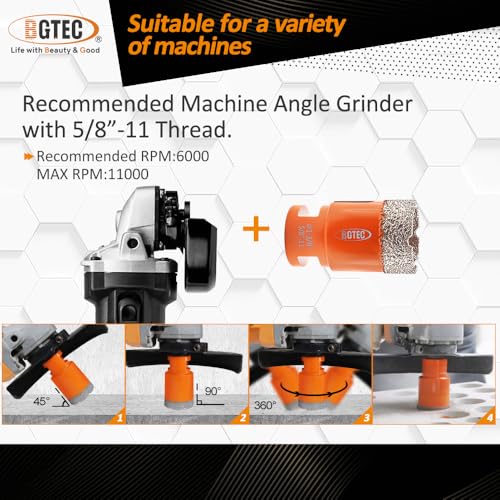 Image of Diamond Core Drill Bit Kit BGTEC Diamond Hole Saw Tile Cutter for Porcelain Tile Ceramic Marble Brick, 5 /8 inch-11 Thread 6 /8 /10 /25 /35 /50 /65mm+10mm Finger Bit+50mm Chamfer Bit+SDS Plus Adapter