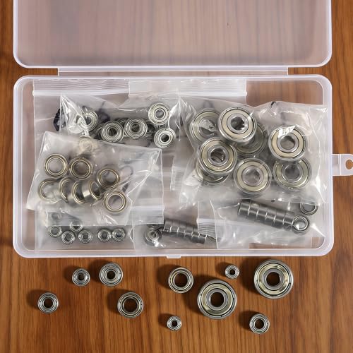 Gyism 60pcs 6 Größen 693ZZ, 623ZZ, 624ZZ, 685ZZ, 687ZZ, 627ZZ Doppelt Abgeschirmte Kugellager Set, Mini Rillenkugellager, Mni Lager für Skateboards, Trolleys, Elektromotoren und Mehr (Silber)