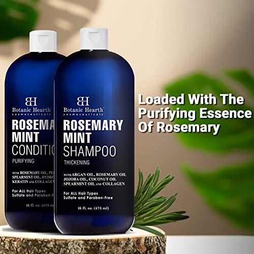 Botanic Hearth Rosemary Mint Shampoo And Conditioner Set, Thickening Formula, Promotes Hair Growth And Scalp Health Sulfate Free & Paraben Free, For Men & Women - 16 Fl Oz Each #TOP2