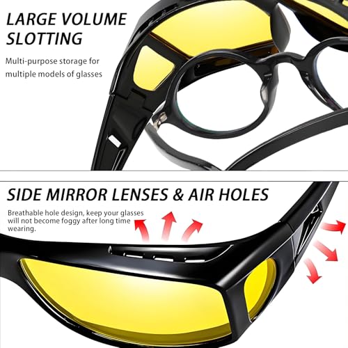 Upgraded Night Vision Driving Glasses Fit Over Eyeglasses for Men Women, Anti Glare Polarized Nighttime Glasses HD Yellow Lens4