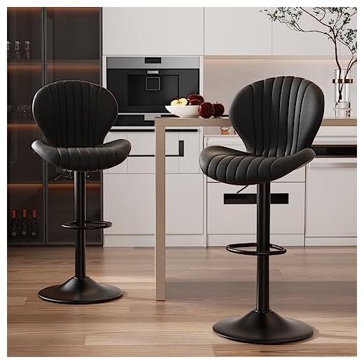 Nalupatio Bar Stools Set of 2 Modern Swivel Bar Chairs, Barstools Counter Height with High Backrest, Easy 3-5 Minute Assembly for Bar, Kitchen, Dining Room Black