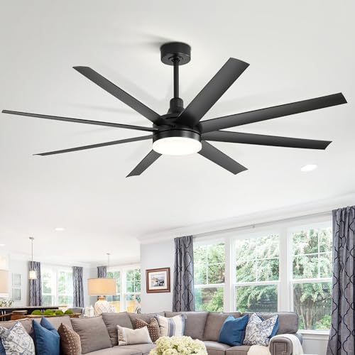 65 Inch Ceiling Fans with Lights and Remote, 8-Blade, Reversible