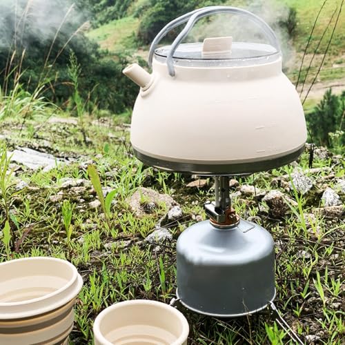 SAZ DEKOR® Camping Kettle 1.5L Folded Camp Cook Pot for Family Reunions Hiking Trekking Light Khaki
