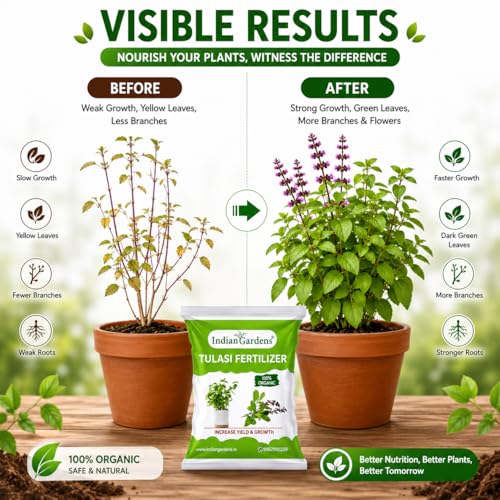 Image of Indian Gardens - Tulasi Organic Fertilizer (5 Kg) | Holy Basil | Growth Fertilizer | Organic Plant Food | Tulasi Leaf Health