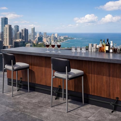 Image of Zonon 6 ft Bar Foot Rail Kit Black Undercounter Mount Hardware and Tubing Complete Kit Foot Railing for Bar Dome End Cap Stainless Steel Black Finish for Kitchen Island Indoor Outdoor