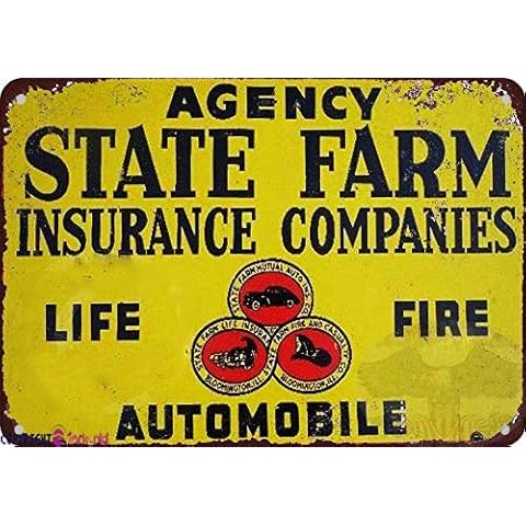 Retro Metal Tin Sign / New Aluminum Sign State Insurance Companies Vintage Look Sign Retro Home Club Bar Poster Wall Decoration 8x12 Inches Cover