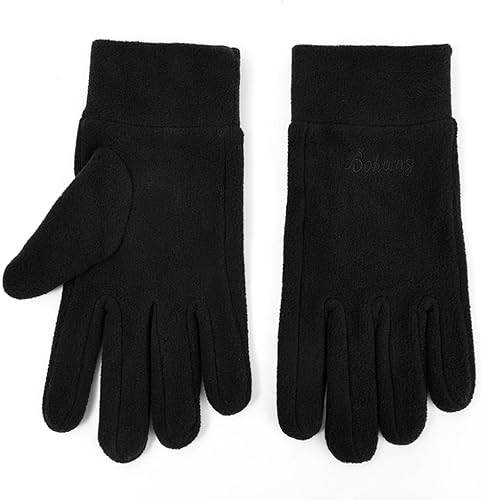 Miniatura 5 de 1 par de guantes térmicos de felpa de invierno para hombre, guantes de forro polar de dedo completo impermeables antideslizantes para camping,