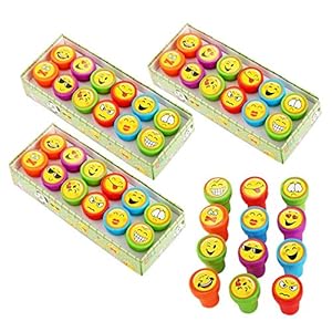JZK 36 x Emoticon Emoji Inktstempels voor Kinderen Stempel Set Zelfinktende Stamper voor Kinderen Verjaardagsfeestje…