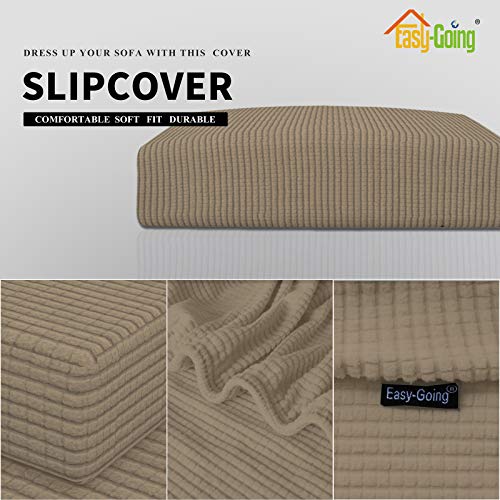 Image of Easy-Going Stretch 1 Piece Loveseat Couch Cushion Cover for Sofa | Sofa Cushion Furniture Protector Sofa Seat sofa slipcover Washable sofa cover soft with Elastic Bottom Natural