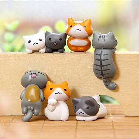 Wingbind 6 Pcs Cute Miniature Cats Figure Toys for Fairy Garden Bonsai Landscape Garden Decorative Ornaments Cover