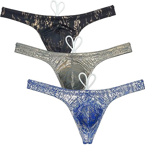 OROCOJUCO Mens Metallic Shiny Thong Swimsuit Bulge Pouch Bikini Swimwear Adjustable Board Surf Short Trunks Swim Tangas