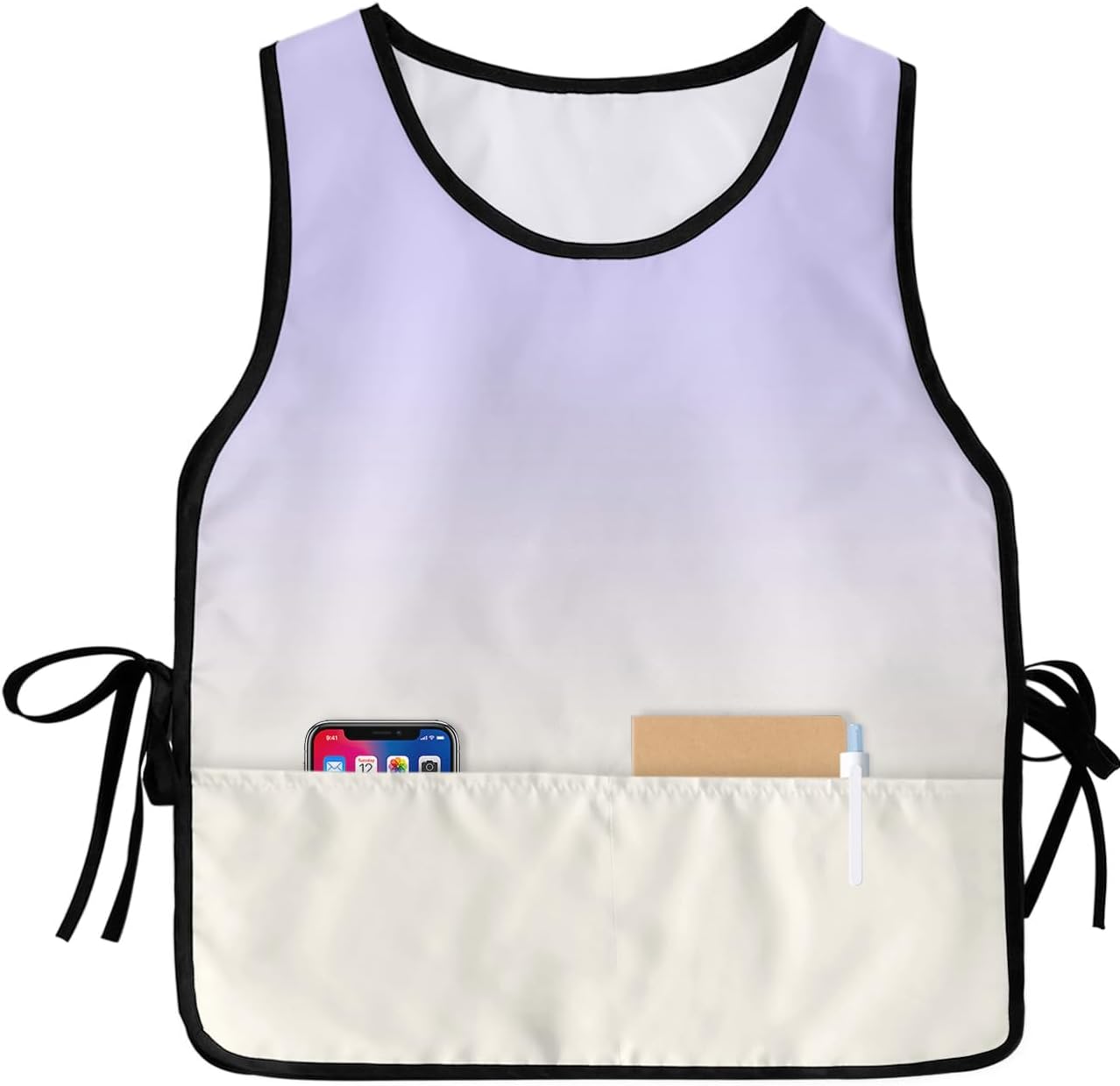 White Ombre Purple Cobbler Aprons with 2 Pockets for Women Men, Abstract Modern Gradient Art