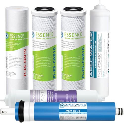 Image of APEC Essence Series Alkaline Replacement Filter Kit for ROES-PH75 Reverse Osmosis System, 6 Stage RO Filter Set with RO Membrane and pH Remineralization Filter, 75 GPD Under Sink System