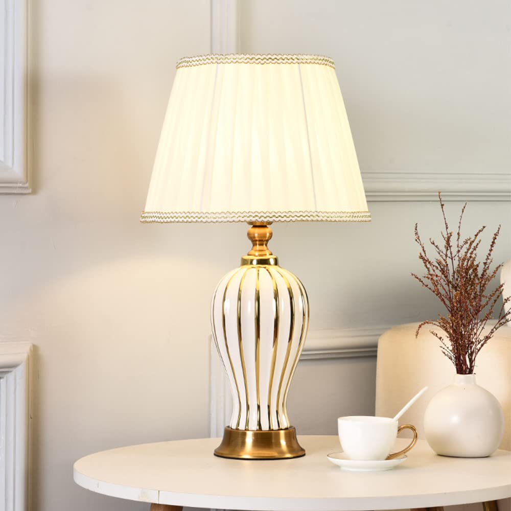 E27 moderne Tischlampe Wohnzimmer Schlafzimmer Nachttischlampe Keramik dekorative Beleuchtung Tischlampe (Glühbirne nicht enthalten) (Weiß)