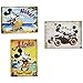 Kustom Art Set de 3 aimants (aimant) Série Figurines Disney Mickey Mouse & Minnie Aloha Style Vintage pour frigo / Garage/Bar de Collection Impression sur bois 10 x 6 cm.