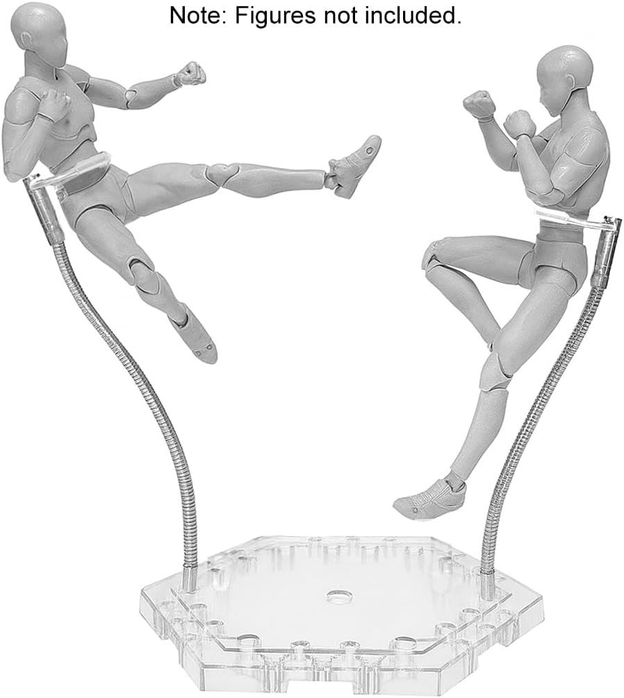 Action Figure Stand Set,Stand for Action Figures with 2 Bases, 4 Bendable Arms & 4 Adjustable Clips,Fits 6-Inch Figures Compatible with Gundam HG/RG/SD 1/144 Scale, Marvel Legends, S.H.Figuarts