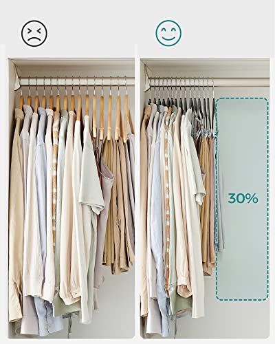 Image of SONGMICS Velvet Hangers with Clips, 12 Pack, 42.5 x 23.5 x 0.6 cm | Space Saving Hangers for Skirts and Trousers, Non-Slip, Adjustable Clips, Grey, BREANNA Collection CRF12V