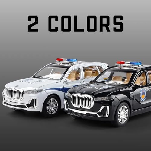 Image of Invite Enterprise Exclusive Alloy Metal Pull Back Die-Cast Car 1:24 Big Bmw X7 Police Toy Car Diecast Metal Pullback Toy Car With Openable 6 Doors,Light Music Boys Gifts Toys(BMW X7 Police-Black)