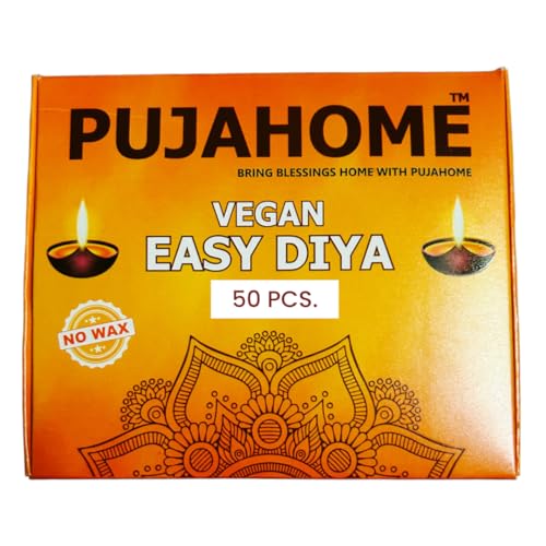 Image of Cotton Wicks with Ghee Wax Free Vegan Diya Batti for Daily Puja Readymade Ghee Diya Batti Easy to Use Long Lasting (50 Pieces Per Pack, Pack of 2, White)