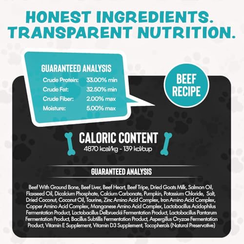 Image of Freeze Dried Dog Food for Small & Large Breeds Dogs, 6 Oz Beef Dog Food Toppers for Picky Eatres, Made in USA - Grain Free & All Natural Freeze Dried Dog Treats Made with 96% Meat Organs
