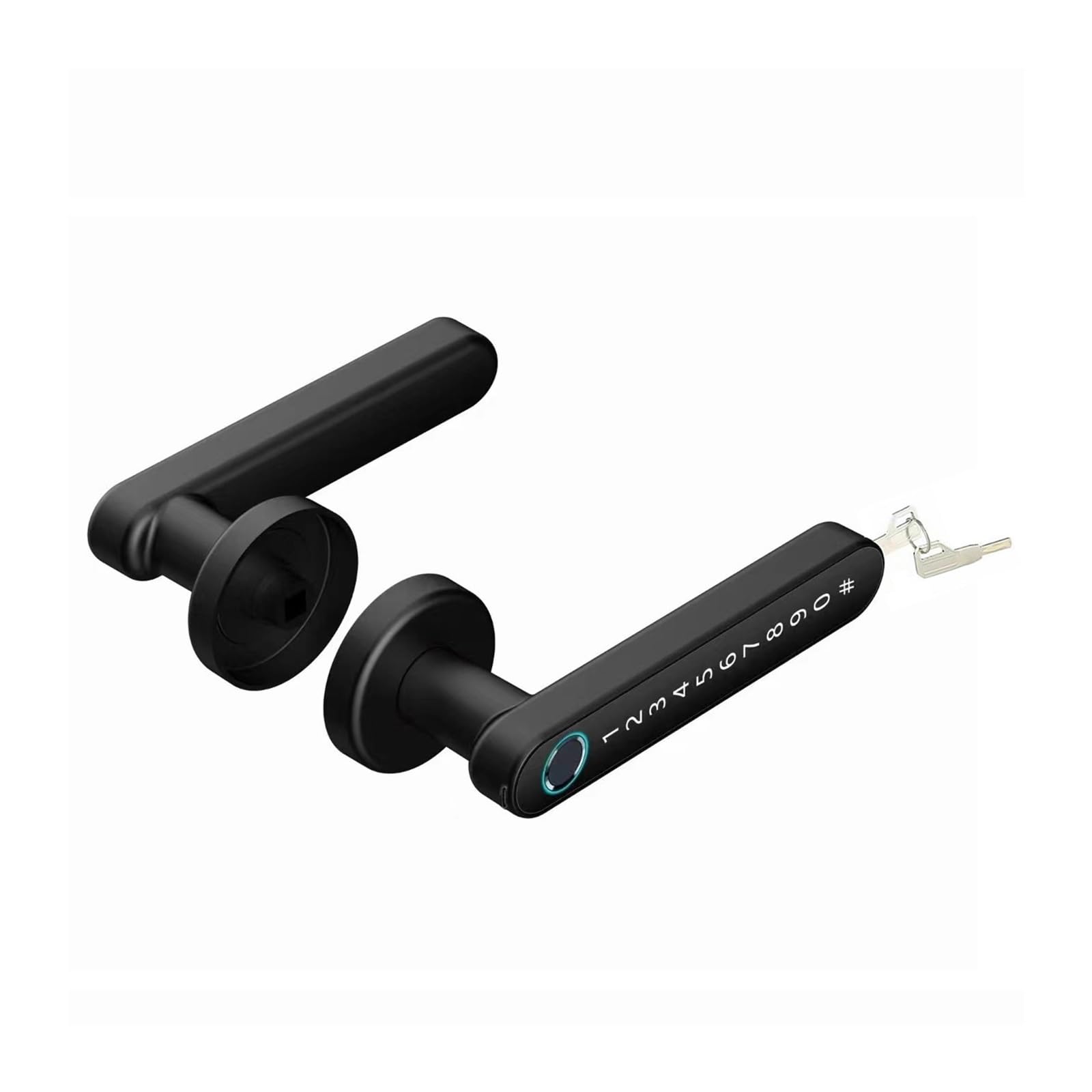 JVDDI Smart Door Handle, Biometric Handle Smart Fingerprint Lock with Password Mechanical Key Unlock for Single for Home