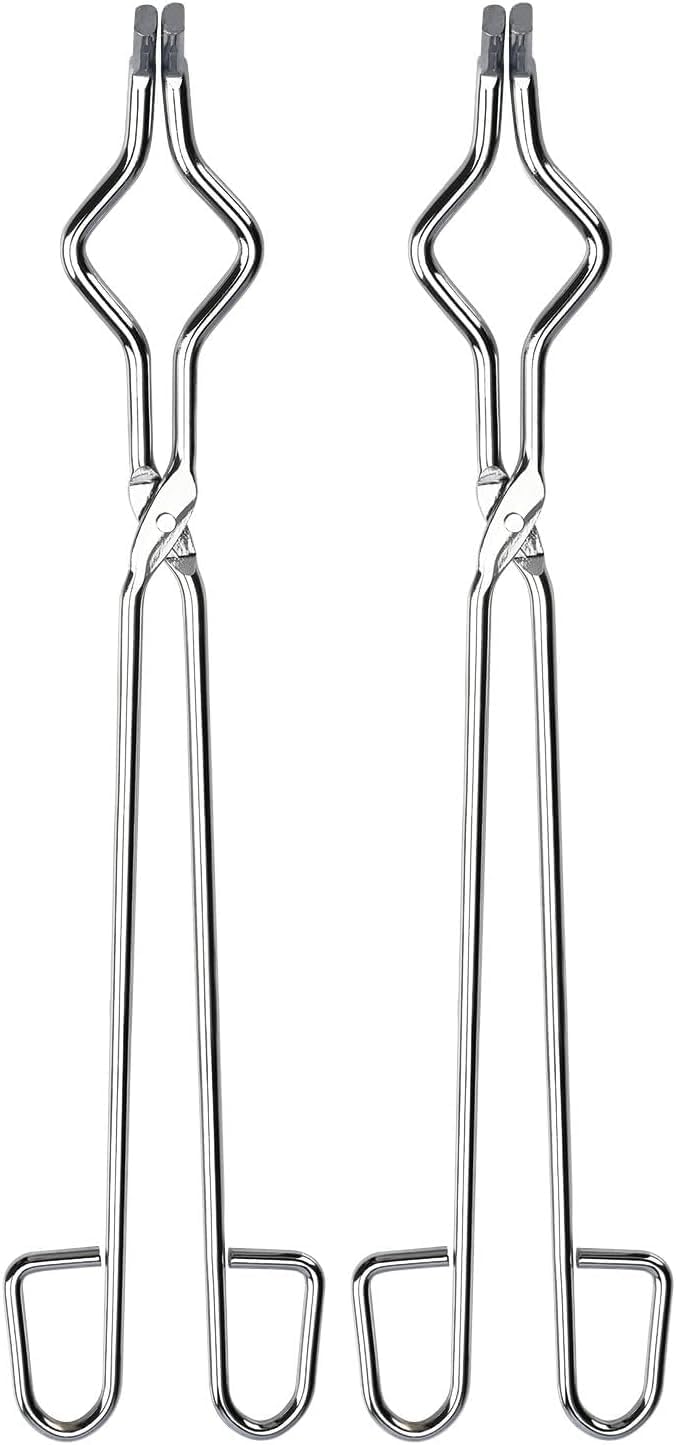 stonylab Crucible Tongs, 16 Inch Stainless Steel Crucible Tongs Laboratory Tongs for Securely Gripping (Pack of 2)