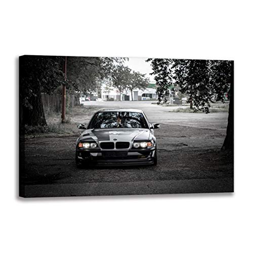 Tableau mural voiture vintage noir et blanc pour sublimer le design de votre salon contemporain