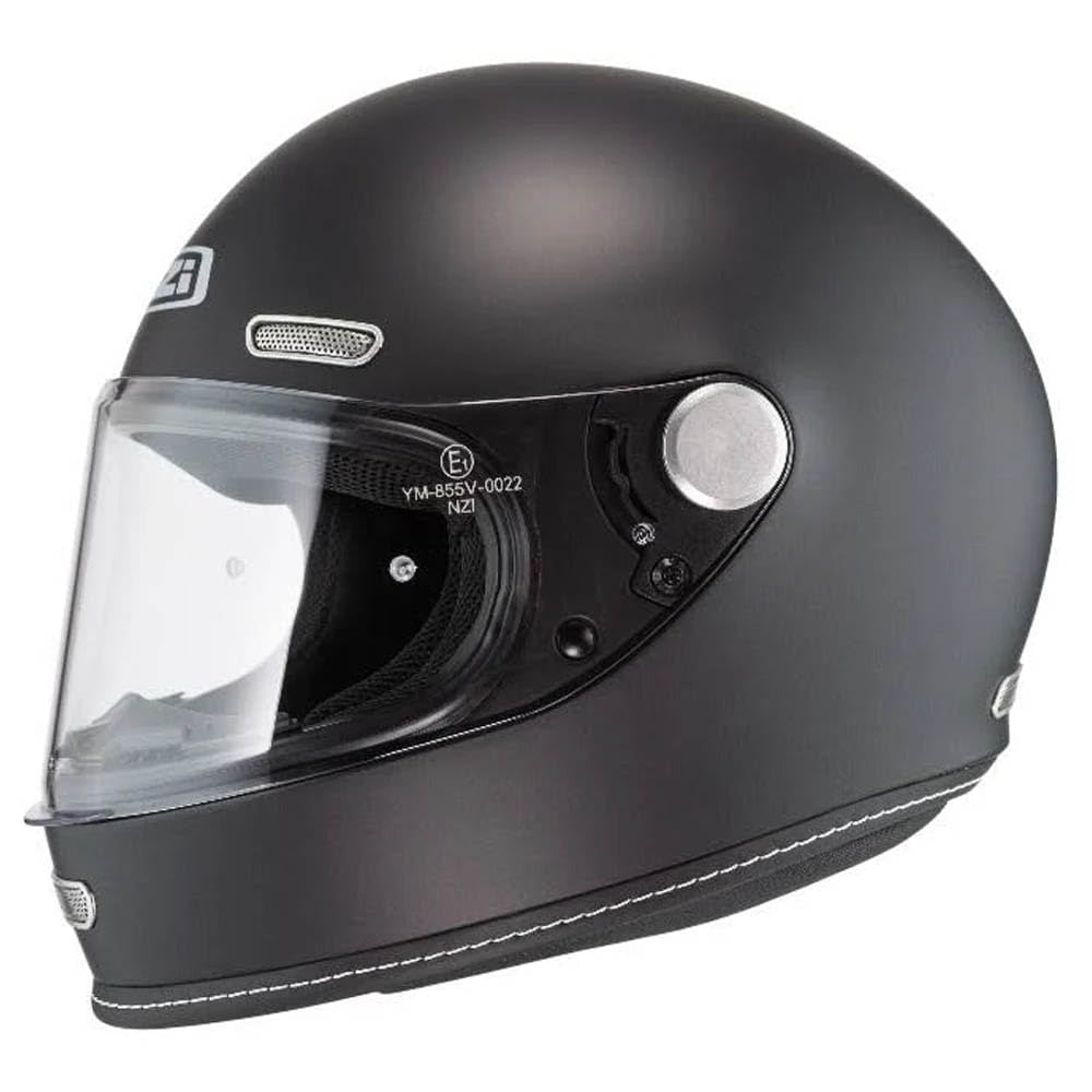 NZI Casco de Moto Integral Vintage Clásico Negro Mate | Unisex Hombre y Mujer