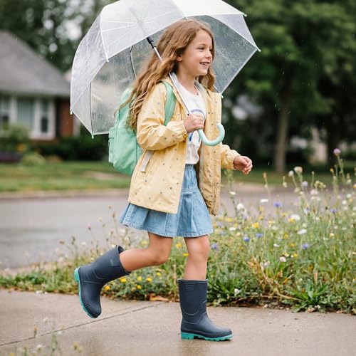 DREAM PAIRS Kids Waterproof Outdoor Rain Boots,Navy/Green,11 Little Kid - image 2