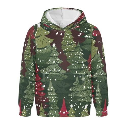 Kids Hoodies Sweaters Christmas Xmas Trees Hooded Sweatshirts with Big Pockets for Boys Girls B0400332