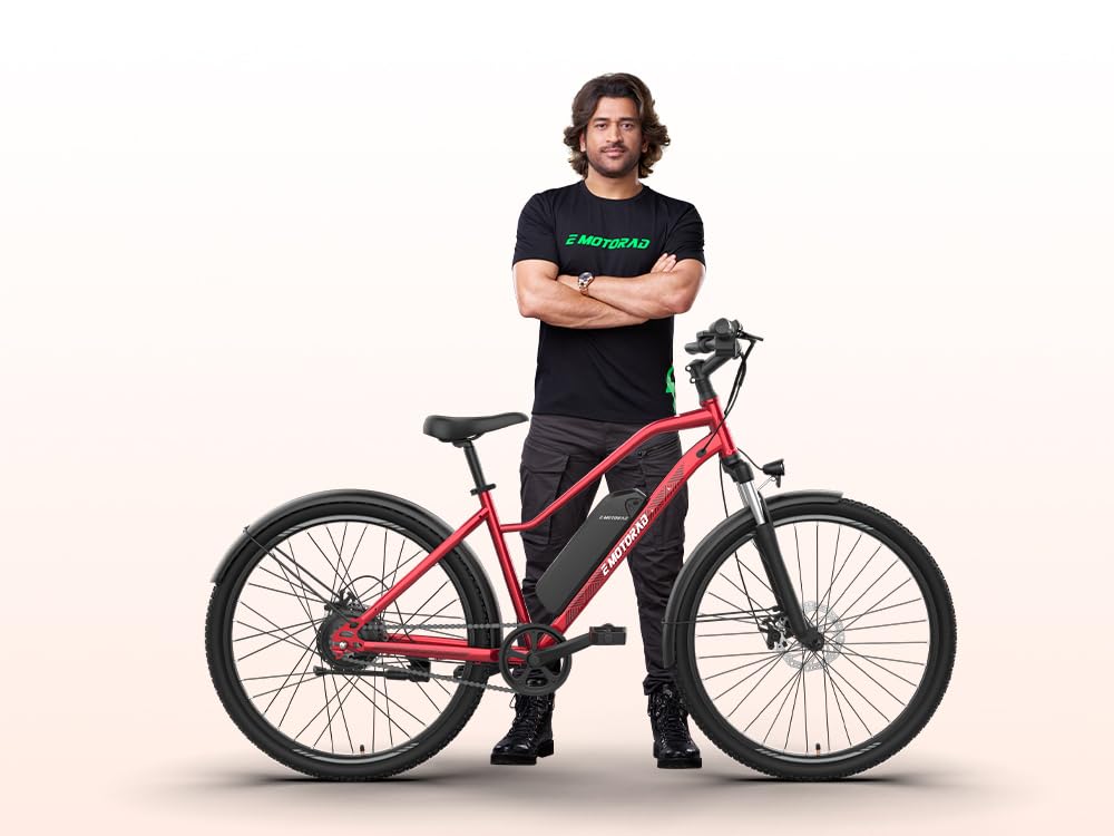 E MOTORAD - RIDE THE ELECTRIC REVOLUTION Unisex X2 Mountain Electric Cycle (16" Frame, 7.65Ah Li-Ion Removable Battery, Front Suspension, LCD Display, 250W Motor) (Warm Red), 17 Inches