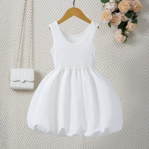 Toddler Girls Sleeveless Round Neck Knit Top Casual Cute Bloom Princess Dress for Special Occasions3