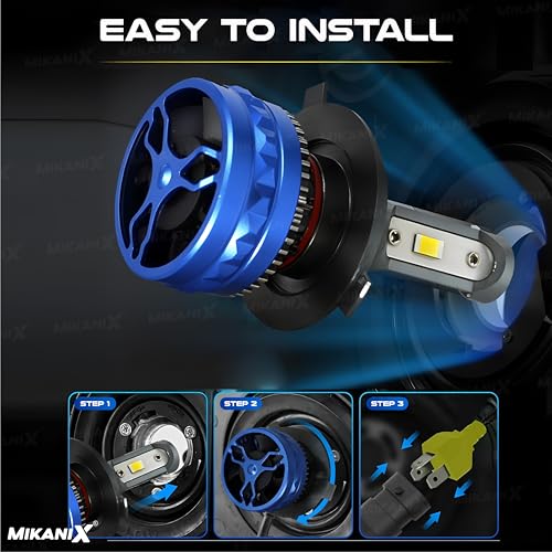 Image of MIKANIX 1 Year Warranty 120 WATT | Bike Headlight LED | High & Low Beam H4 (AC & DC) White LED Bulb Super High Brightness | with Cooling Fan | Universal for Bikes | Scooty | Motorbike