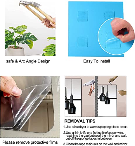 Slcaracc Full Length Wall Mirror Tiles,12"X 12" X 12 Pcs Acrylic Mirror Wall-Mounted, Non Glass Safety Mirror Great For Baby Kids Playroom, Used As Dorm Mirror Door Mirror Gym Mirror #TOP5