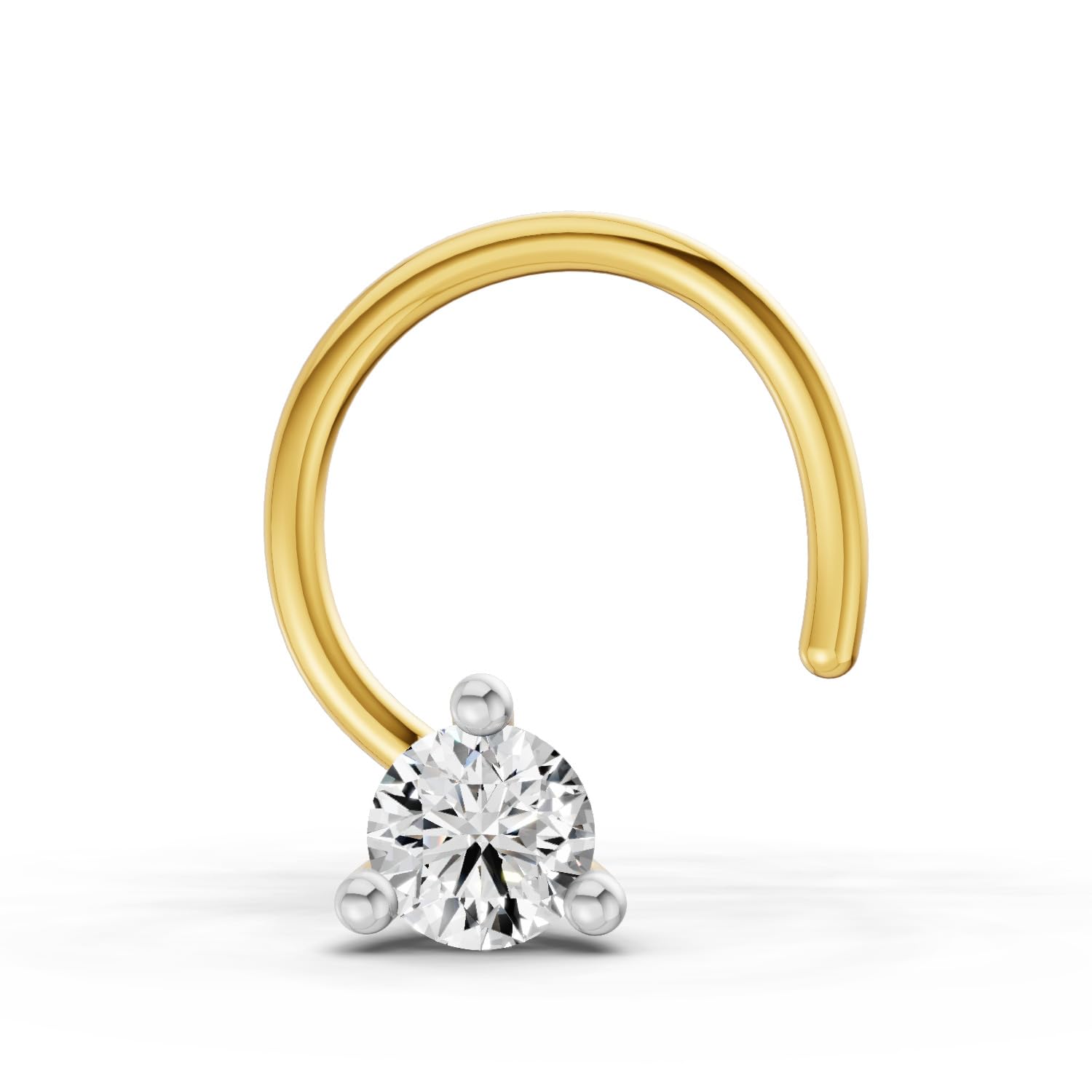 Lab Grown Diamond 0.04 Carat Round Shape Soilitaire Diamond Nose Pin for Women | 14K Gold IGI Certified FG VS Quality Diamonds