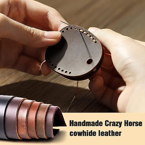 Genuine Leather AirTag Keyring Holder for Apple AirTags. Anti-Lost, Anti-Scratch Secure Key Ring Case for Key Pet Collar, Bag - Image 2