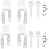 Canomo Universal White Plastic Toilet Seat Hinges Replacement with Bolts Screw and Nuts for Toilet Seats Lids&comma; 2 Pairs
