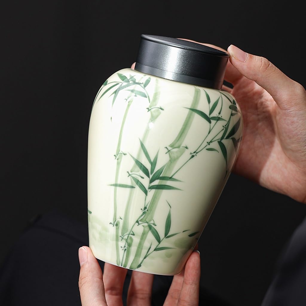 Masowe pojemniki na herbatę, hermetyczne pojemniki, malowane puszki ceramiczne, kolorowe przechowywanie podszkliwne, wystrój domu, ozdoby, pojemniki szklane z liśćmi