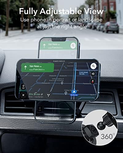 ESR HaloLock Magnetic Car Phone Mount, Compatible with MagSafe Car Mount, Compatible with iPhone 14/14 Plus/14 Pro/14 Pro Max and iPhone 13/12 series, Does Not Support Charging, Metallic Grey
