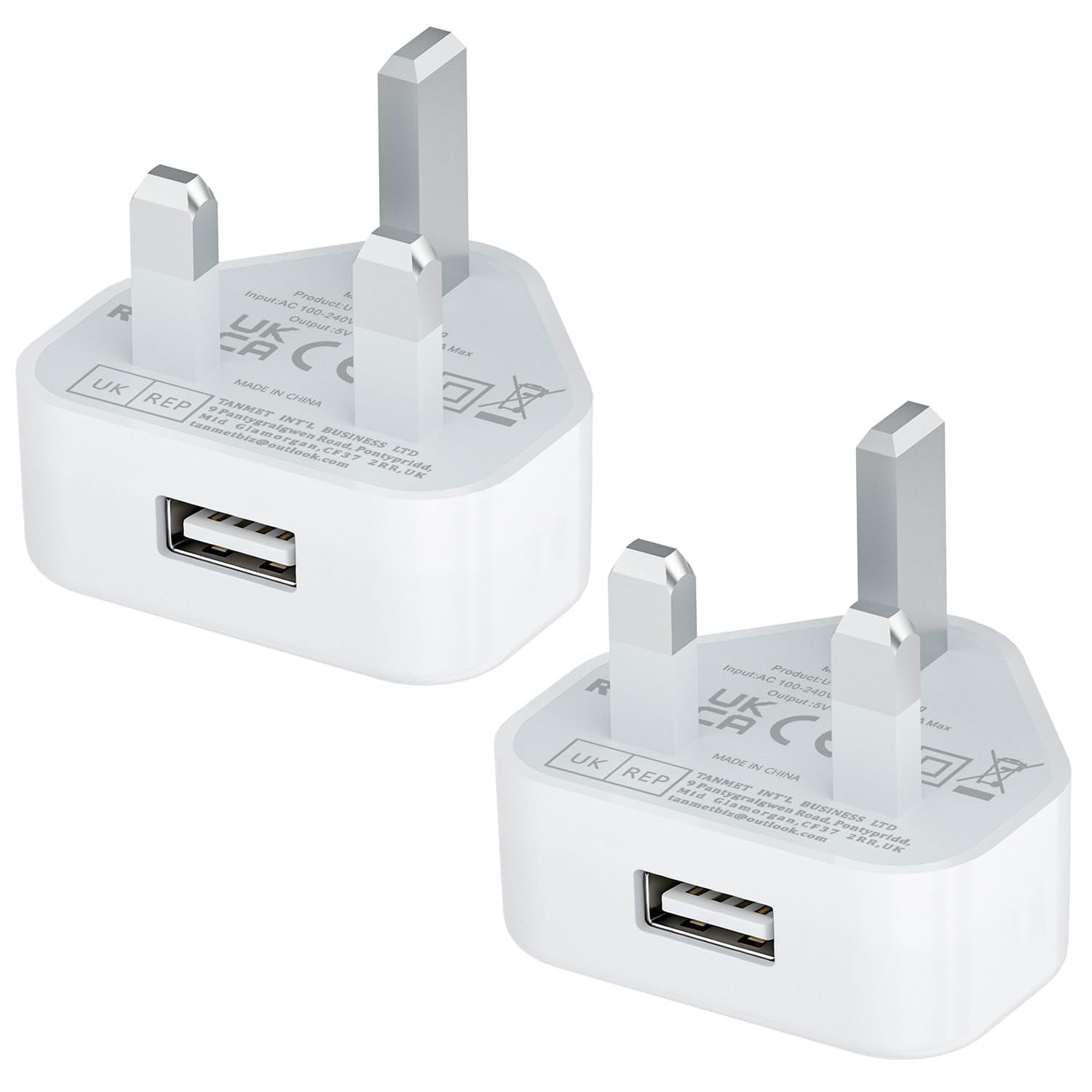 Enchufe USB del Reino Unido, enchufes de cargador USB de 5 W con puerto USB, cabezal de carga compacto con IC inteligente de 5 V, 1 amperio, compatible con iPhone 13, 12, 11, SE, XS, XR, X, 8, 7, 6, 5